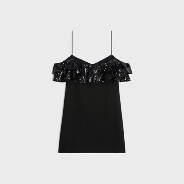 Mini Robe Volants Brodes - Black