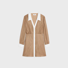 Mini Dress Chemise Twill Triomphe Diagonal Robe - Beige/Marron/Creme