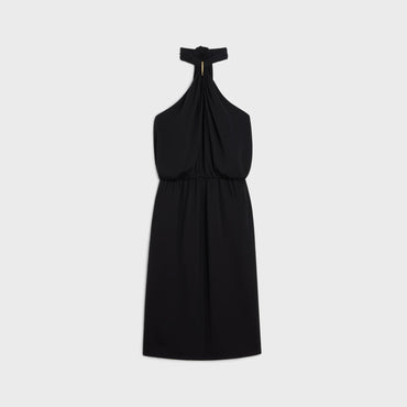 Signature Barrette Drape Dress - Black