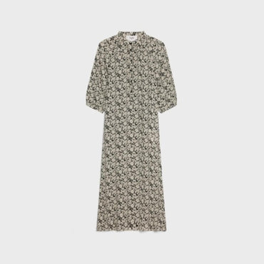 Folk Dress - Black/Off White