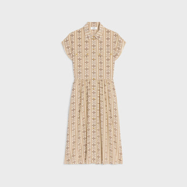 Robe Pensionnaire Manches Cape - Ivoire/Toffee/Marron Glace