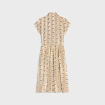 Robe Pensionnaire Manches Cape - Ivoire/Toffee/Marron Glace