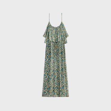 Robe Bain De Soleil Froncee - Noir/Bleu/Craie