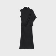 Short Sleeved Draped Dress - Black