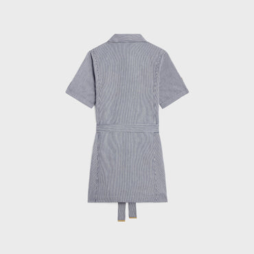 Robe Courte Trapeze - Blanc/Bleu Navy