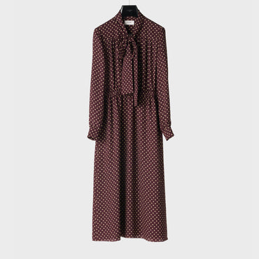 Low Lavalliere Dress - Bordeaux/Chalk