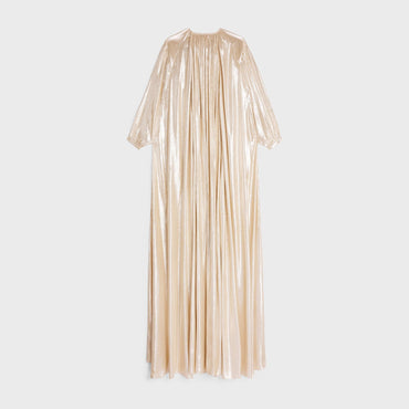Mini Dress Cape Sablé De Soie Lamé Robe - Or/Blanc