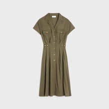 Robe Chemise Details Plis - Kaki Militaire