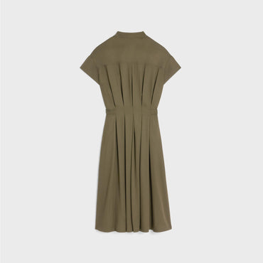 Robe Chemise Details Plis - Kaki Militaire