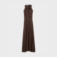 Frill Back Ruffle Dress - Black/Camel