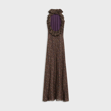 Frill Back Ruffle Dress - Black/Camel