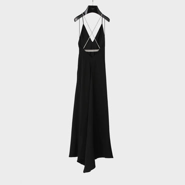 Robe Lingerie Bretelles Strass - Black