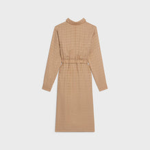Dress With Open Return Collar - Golden Brown