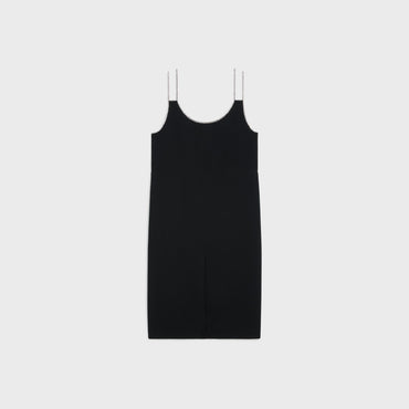 Backless Dress With Strass Straps - Black