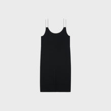 Dress Dos Nu Bretelles Strass Sable Viscose Robe - Black
