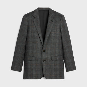 Veste Longue 2B Col Droit - Noir/Anthracite/Noisette
