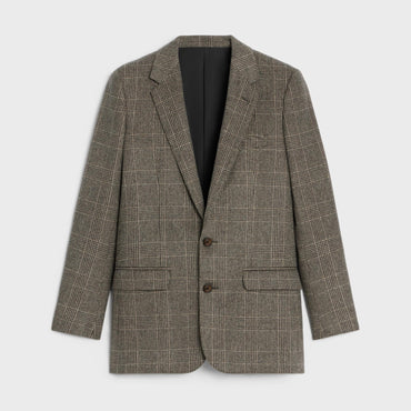 Veste Longue 2B Col Droit Laine Cashmere Pdg Cachemire - Marron Glace/Craie