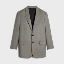 Blazer Bnf 2B Col Droit Flanelle Laine Cashmere Rayee Cachemire - Beton/Anthracite