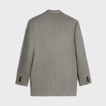 Blazer Bnf 2B Col Droit Flanelle Laine Cashmere Rayee Cachemire - Beton/Anthracite