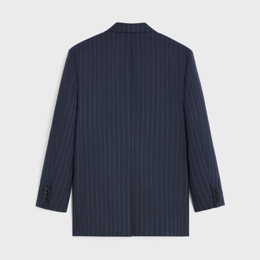 Blazer Bnf 2B Col Droit Laine Rayure Fantome - Navy/Craie