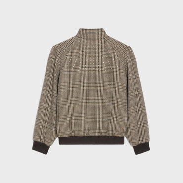 Embroidered Teddy Stand Collar - Brown/Khaki/Chalk