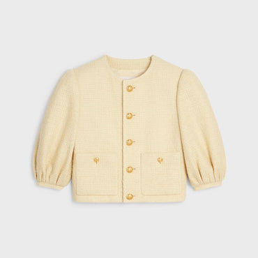 Veste Cardigan Manche Ballon - Jaune Paille