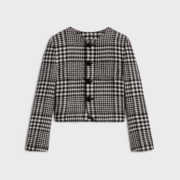 Veste Verneuil Col Pur Natte Laine Prince De Galles - Ivoire/Noir