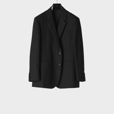 Veste Boxy 2B Col Droit Wool Gabardine - Black