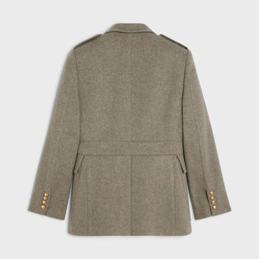 Jacket Saharienne Cashmere Flannel Veste - Beige Gris