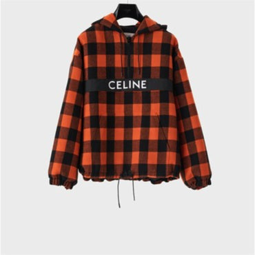 Coupe-Vent Celine Matelasse Laine Carreaux - Orange