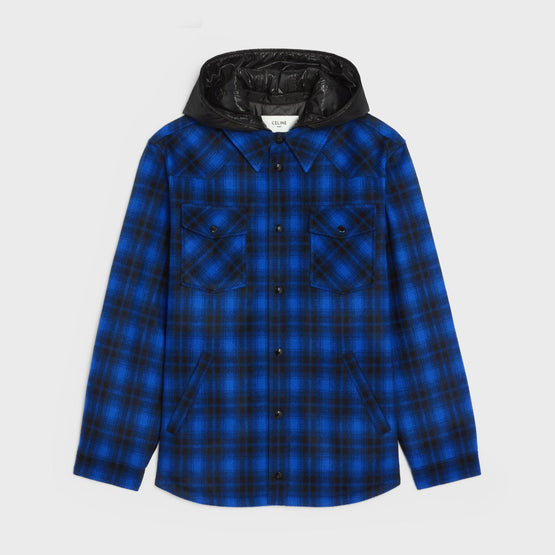 Men Hooded Overshirt - Royal Blue/Black