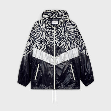 Blouson Decoupe Nylon Zebre New Wave Enduit - Black / White