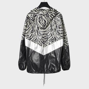 Blouson Decoupe Nylon Zebre New Wave Enduit - Black / White