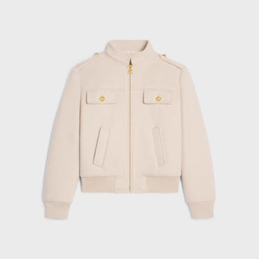 Jacket Officier Double-Face Cashmere Blouson Col - Cream