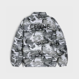 Men Celine Short Down Jacket - Black/Grey