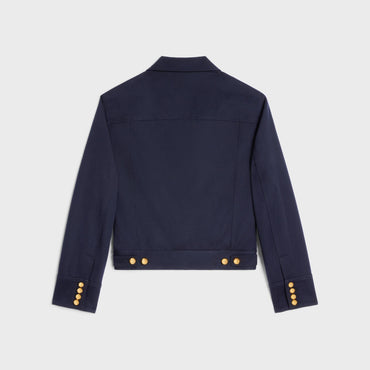 Veste Saharienne Cropped Diagonal Wool - Navy