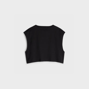 Celine Cropped Sleeveless Top - Black/White