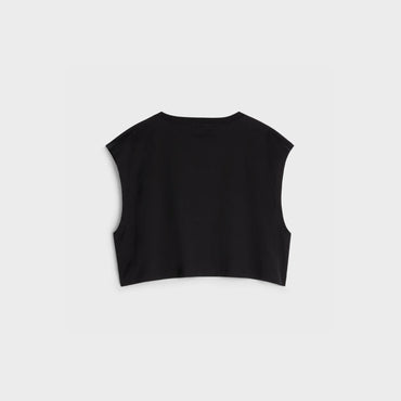 Celine Cropped Sleeveless Top - Black/White