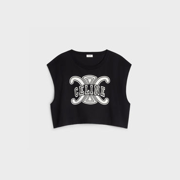 Celine Cropped Sleeveless Top - Black/White