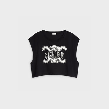 Celine Cropped Sleeveless Top - Black/White