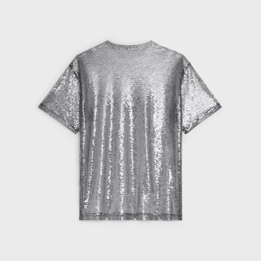 Loose Sequined T-Shirt - Black