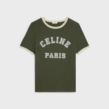 T-Shirt 70S Celine Paris - Green Kaki/Dark Beige