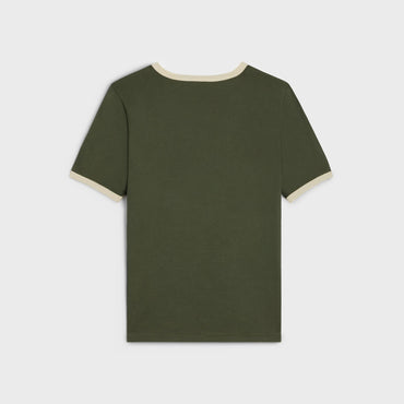T-Shirt 70S Celine Paris - Green Kaki/Dark Beige