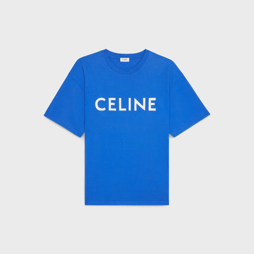 Loose Celine T-Shirt - Royal Blue/Off White