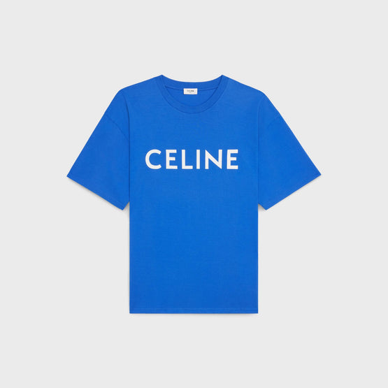 Men Loose Celine T-Shirt - Royal Blue/Off White