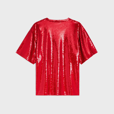 T-Shirt Brodé All Over Celine - Rougeintense/Offwhite