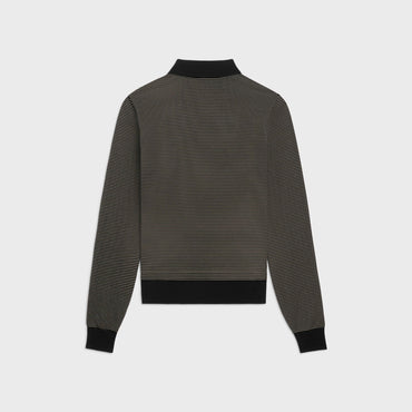Polo Manches Longues Triomphe Jersey Coton Rayures Fines - Black / Beige
