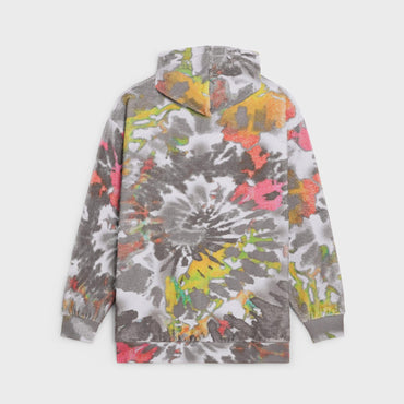 Hoodie Oversize Brode Celine Coton Eponge Tie Dye - Gris Multico / Off White