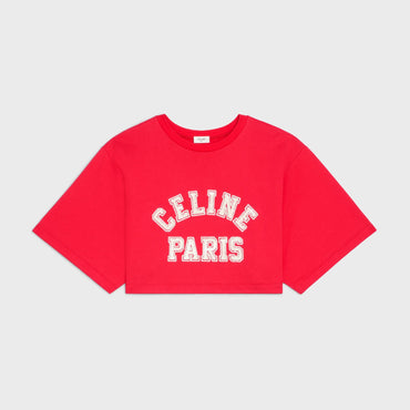 Allover Sequin Embroidered Crop Top - Rouge Intense/Off White