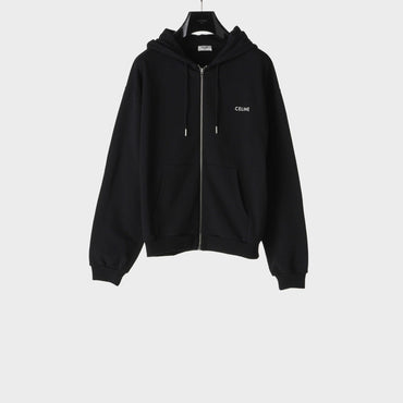 Celine Zip-Up Hoodie - Black/White